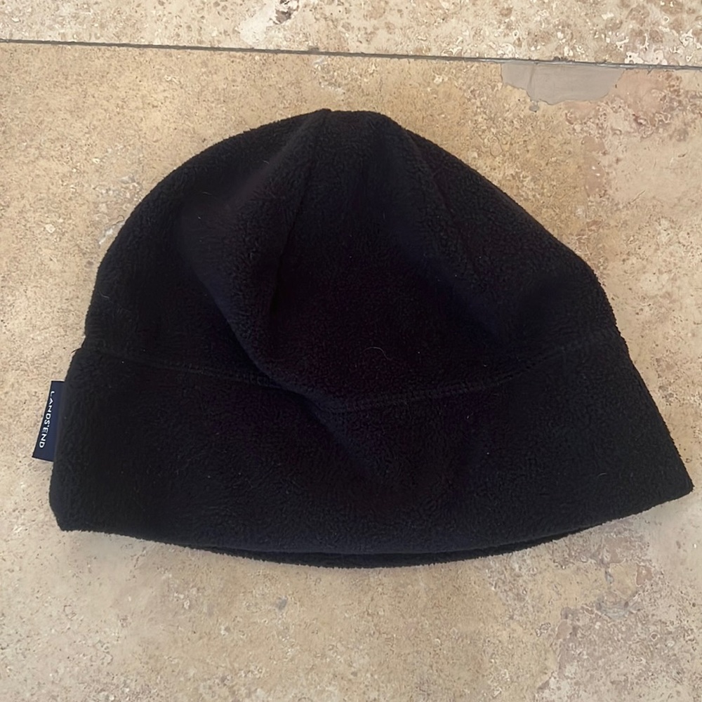 Lands' End Kids Black Size Medium Fleece Beanie/Hat